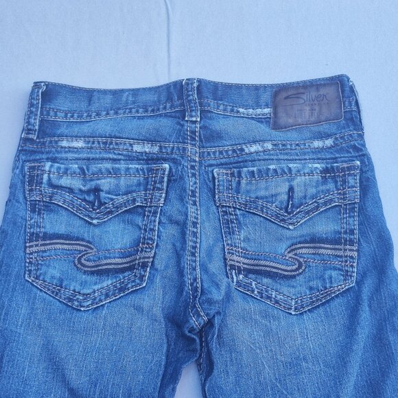 Silver Jeans Zac relaxed fit straight leg men's W30/L32  indigo blue distressed - Picture 4 of 16